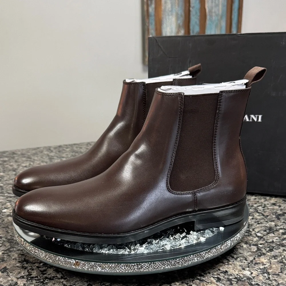 Alfani Men's Luka Brown Leather Chelsea Chukka Boots NEW 10.5